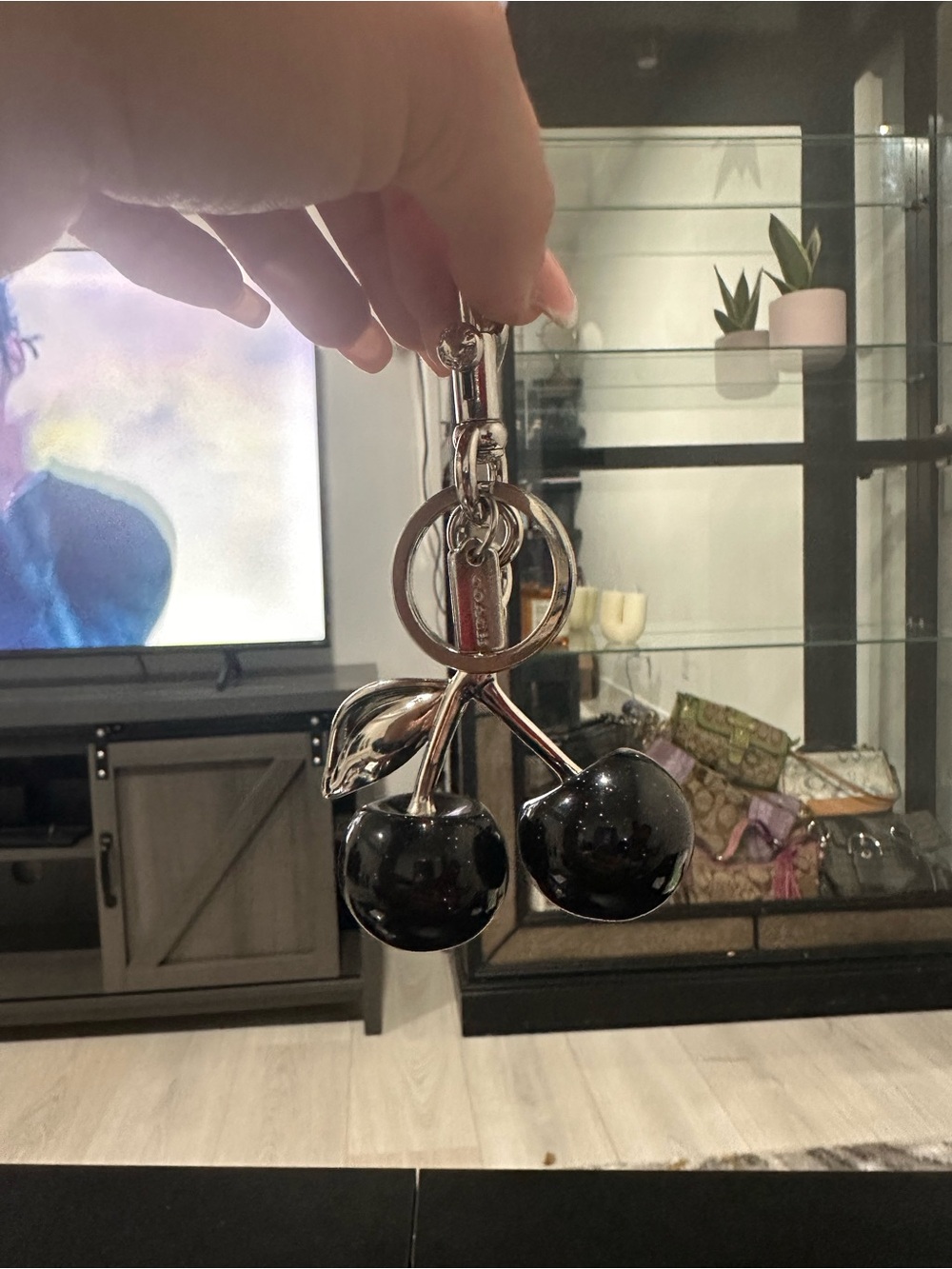 Coach Glossy Black Cherry Bag Charm Keyring